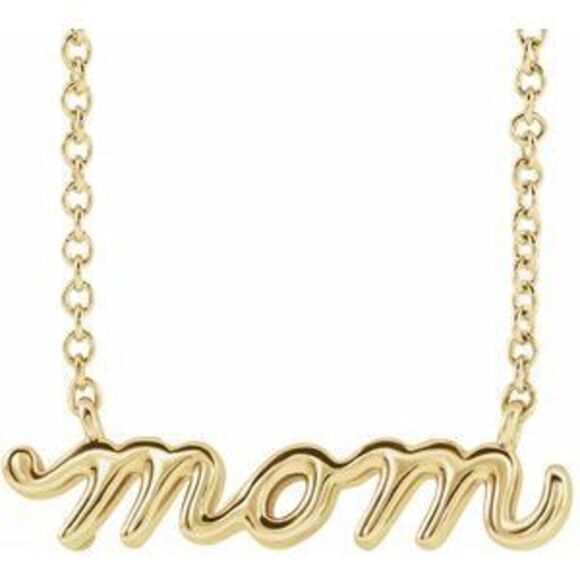 Kazi Luxury 14K Yellow Gold Petite Mom Script 18